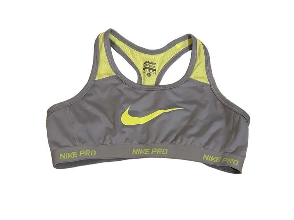Nike Pro Shape High Support Sports Bra Size L Gray Volt